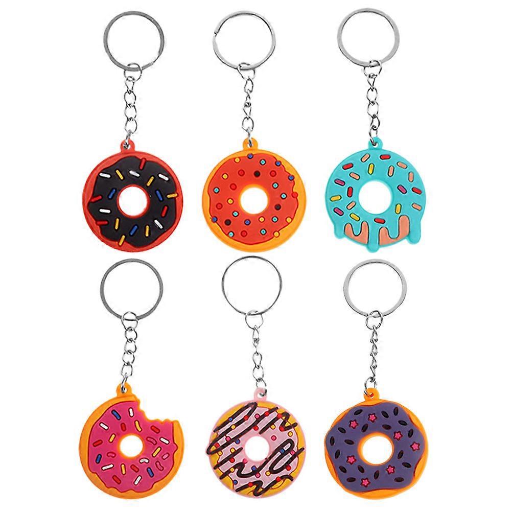 6pcs Simulation Doughnut Keychain Bag Hanging Charm Doughnut Design Pendant