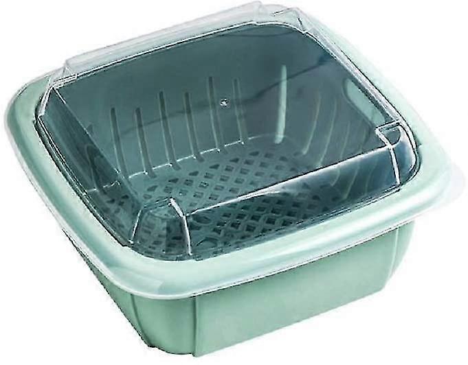 3 In1 Kitchen Colander With Lid- Plastic Double-layer Fruit And Vegetable Strainer Bowl Sets /storage, For Mixed Grain Cleaning, Drainage And Fresh-ke