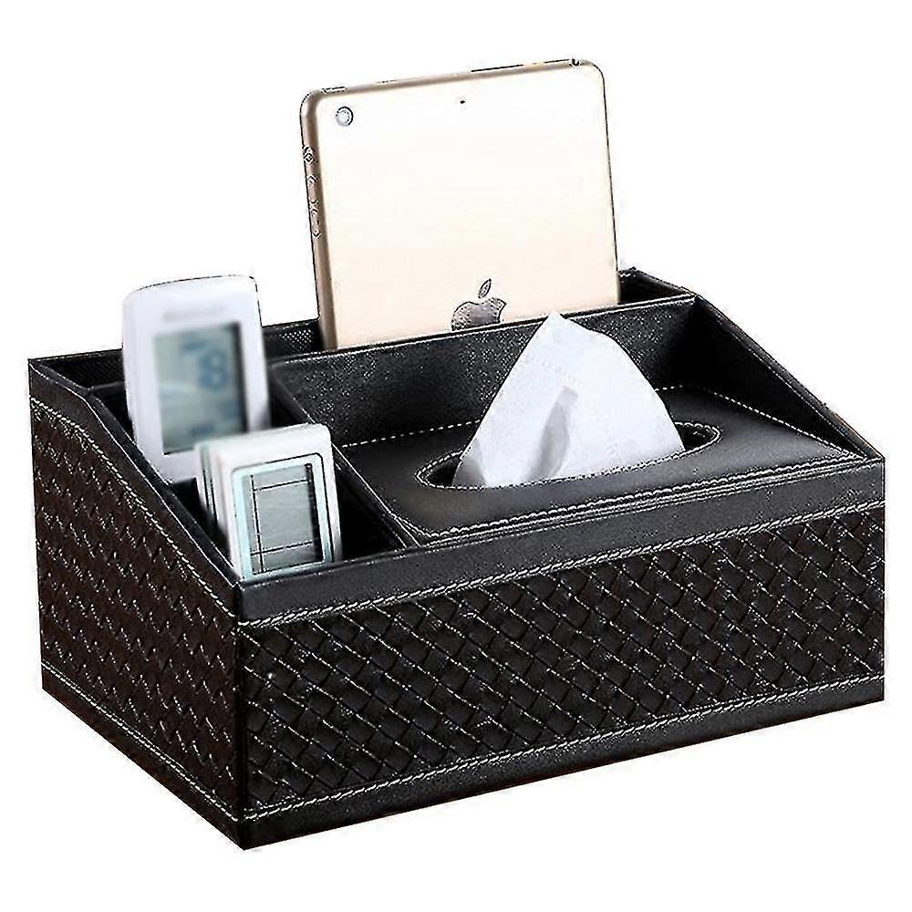 Multifunctional Leather Tissue Box Coffee Table Desktop Remote Control Storage Box-style3