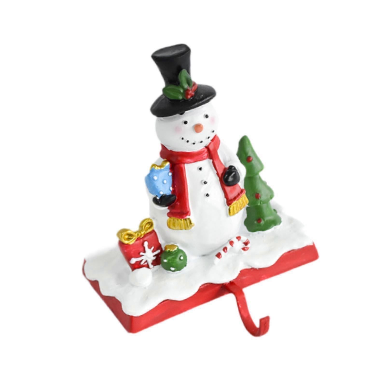Christmas Statue Collection Artwork Stocking Hook for Bookshelf Desk Cabinet Snowman
