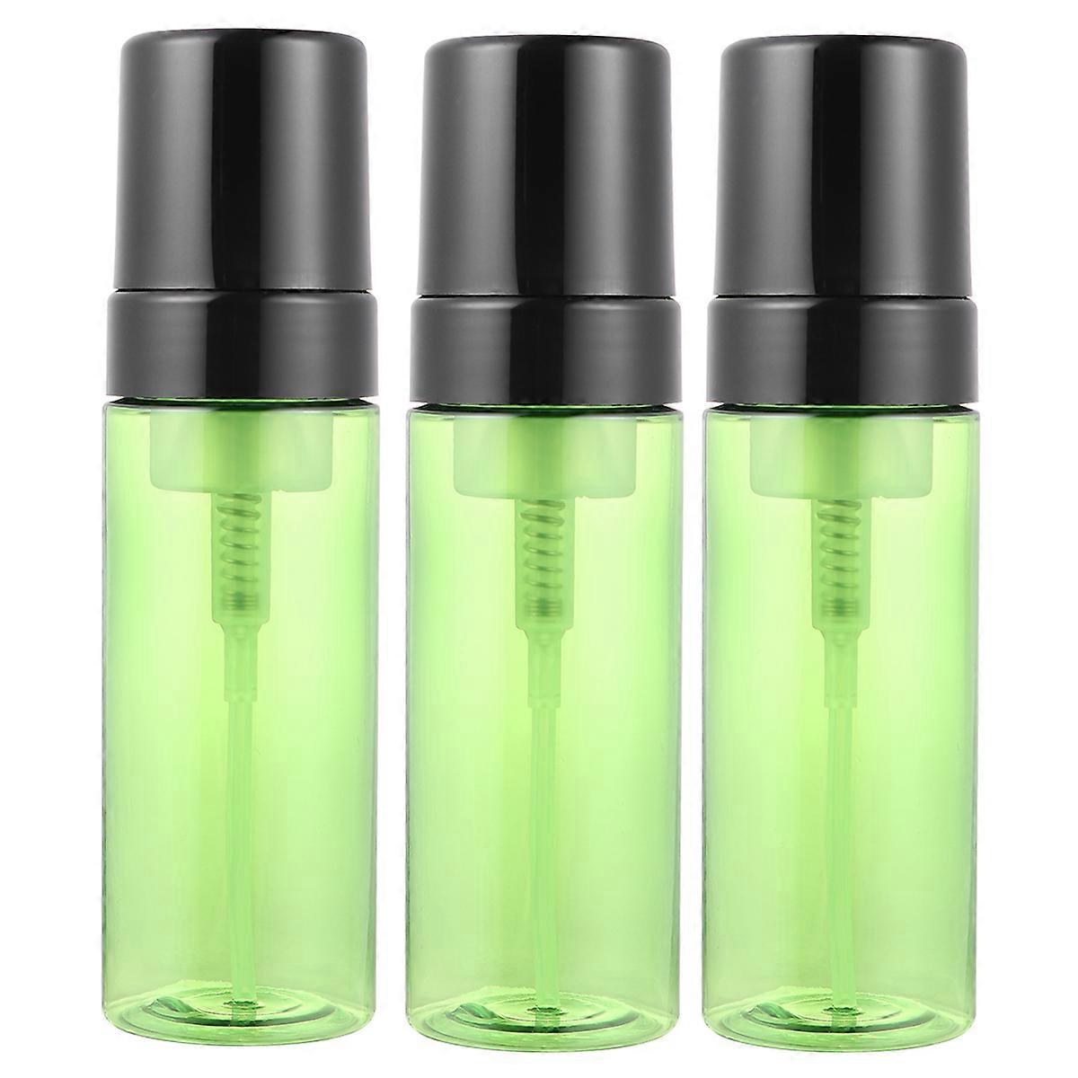 3pcs 150ml Plastic Bottles Portable Refillable Pump Dispenser Empty Containers (Green)
