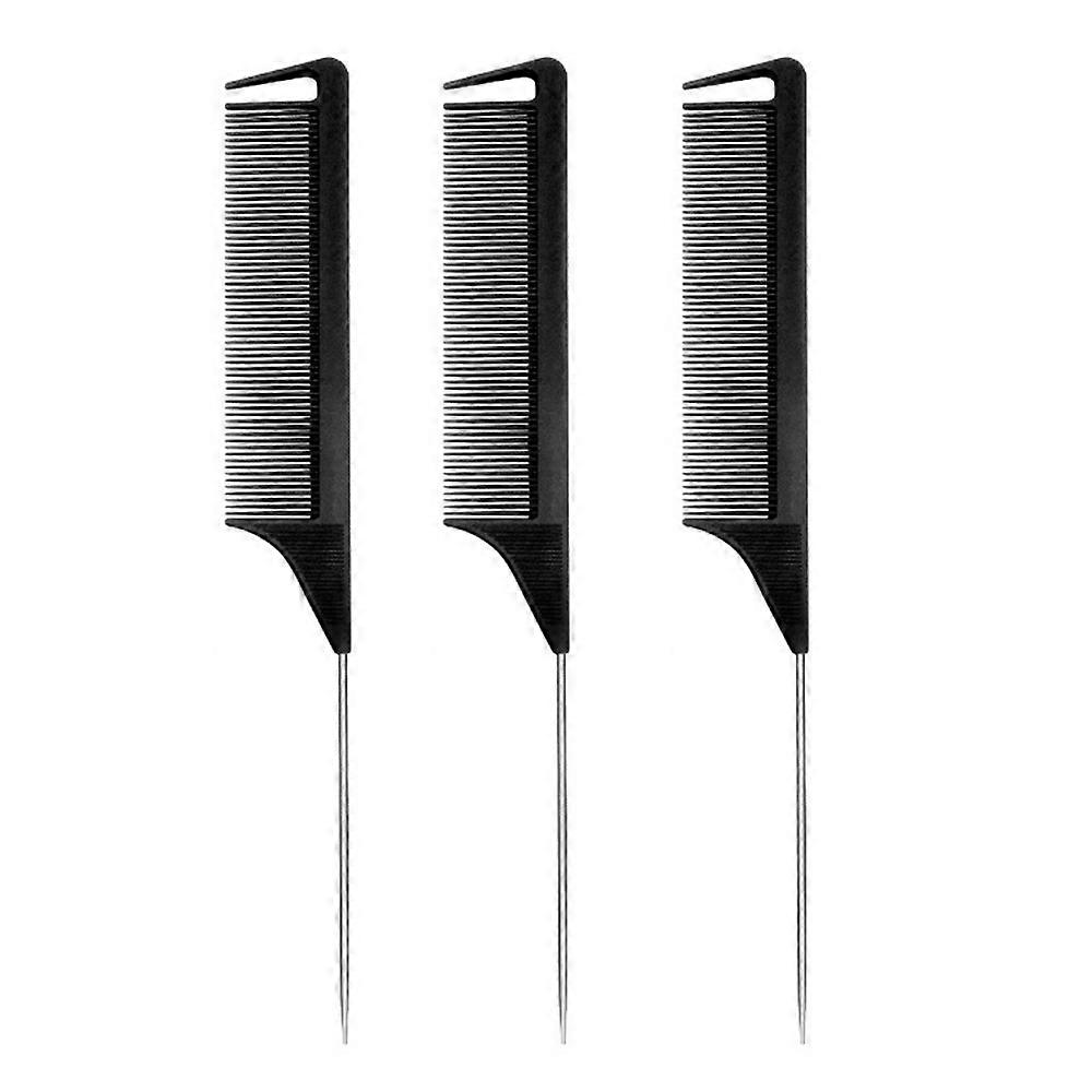 Peignes de queue de rat PIAO Peigne de séparation : ensemble de peigne de queue de rat 3 pièces, Peigne de taquinerie de queue de rat longue épingle en acier, Peignes à cheveux pour coiffeur de salon, Peignes de queue en métal, P