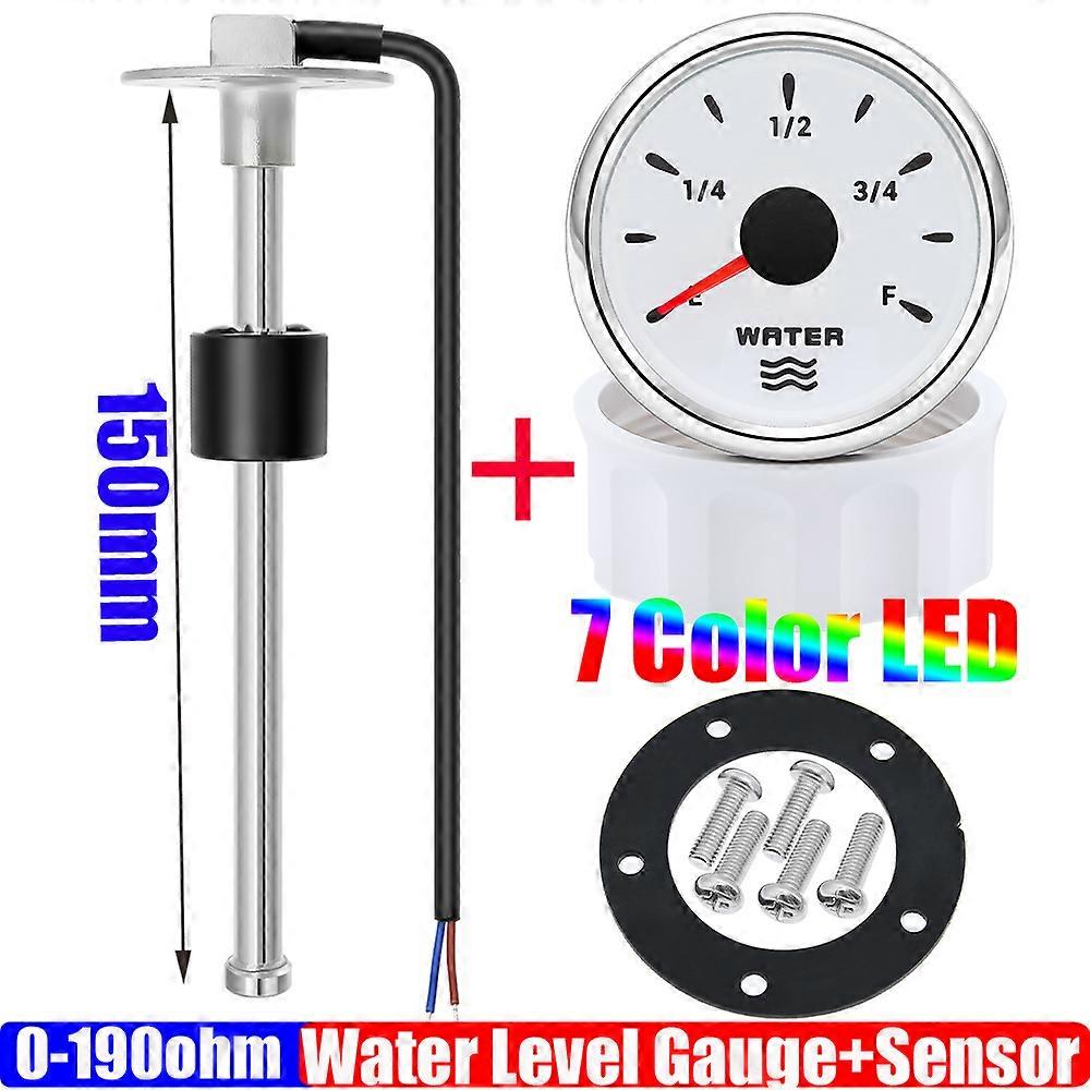 7 Color Backlight 2 52mm Water Level Gauge+Water Level Sensor 100-600mm 0-190 Ohm Water Tank Meter Indicator
