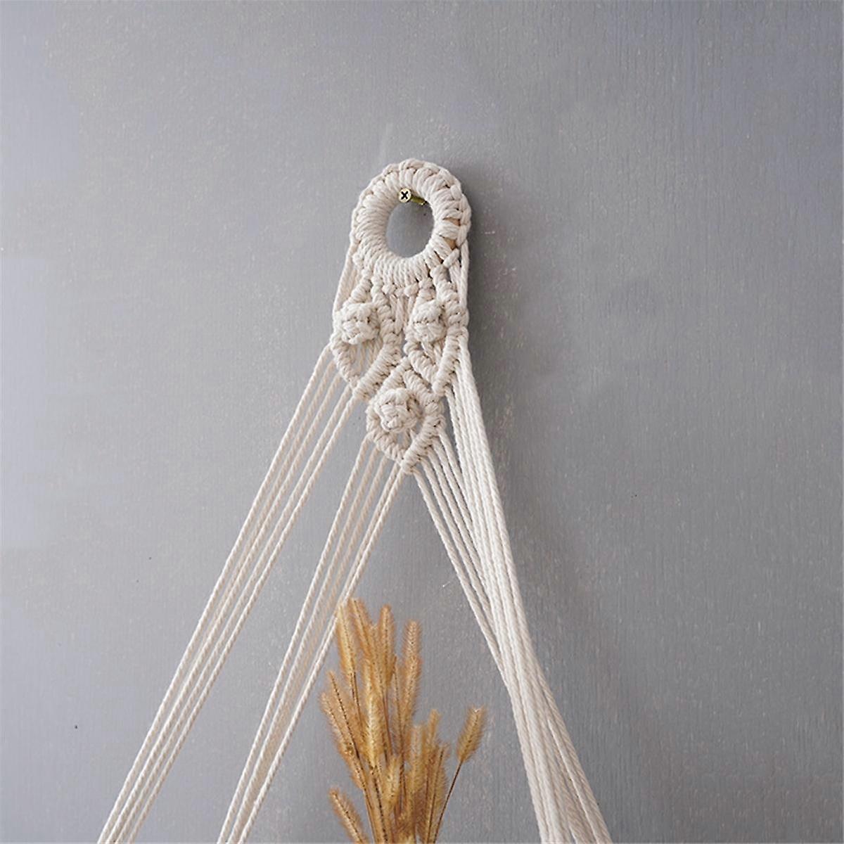 2PCS Hanging Shelf Boho Handmade Bohemian Wooden Plants Floating Rope Shelves Decorative Holder,C