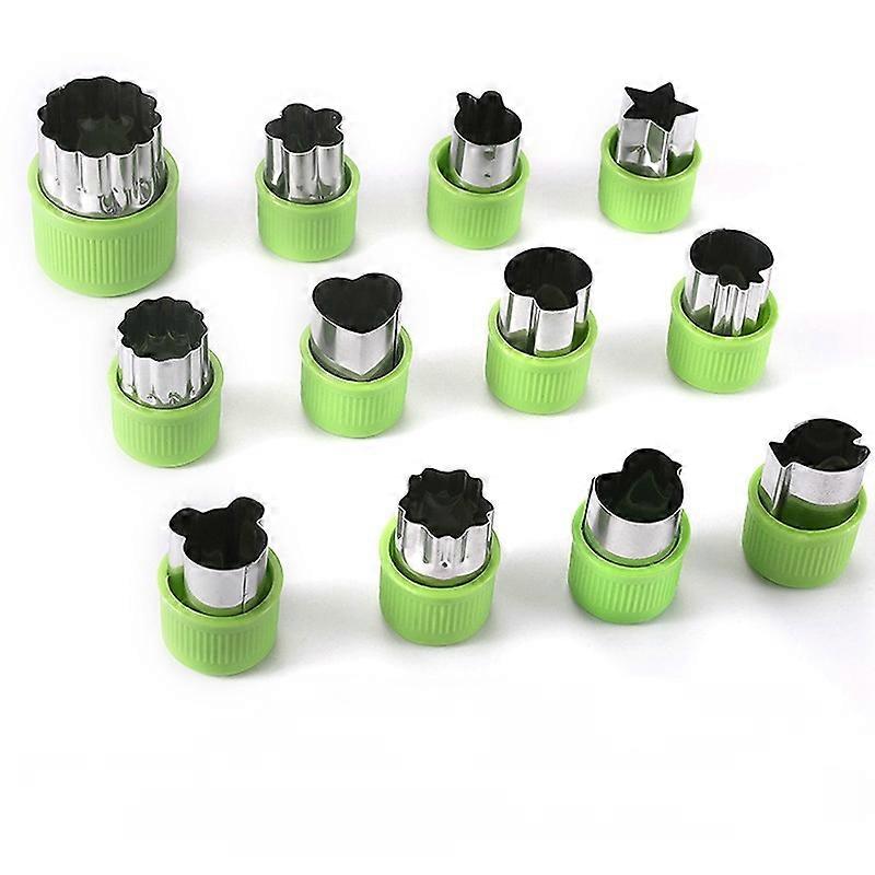 Set 12 forme prajituri/sandvici, Otel inoxidabil, Verde