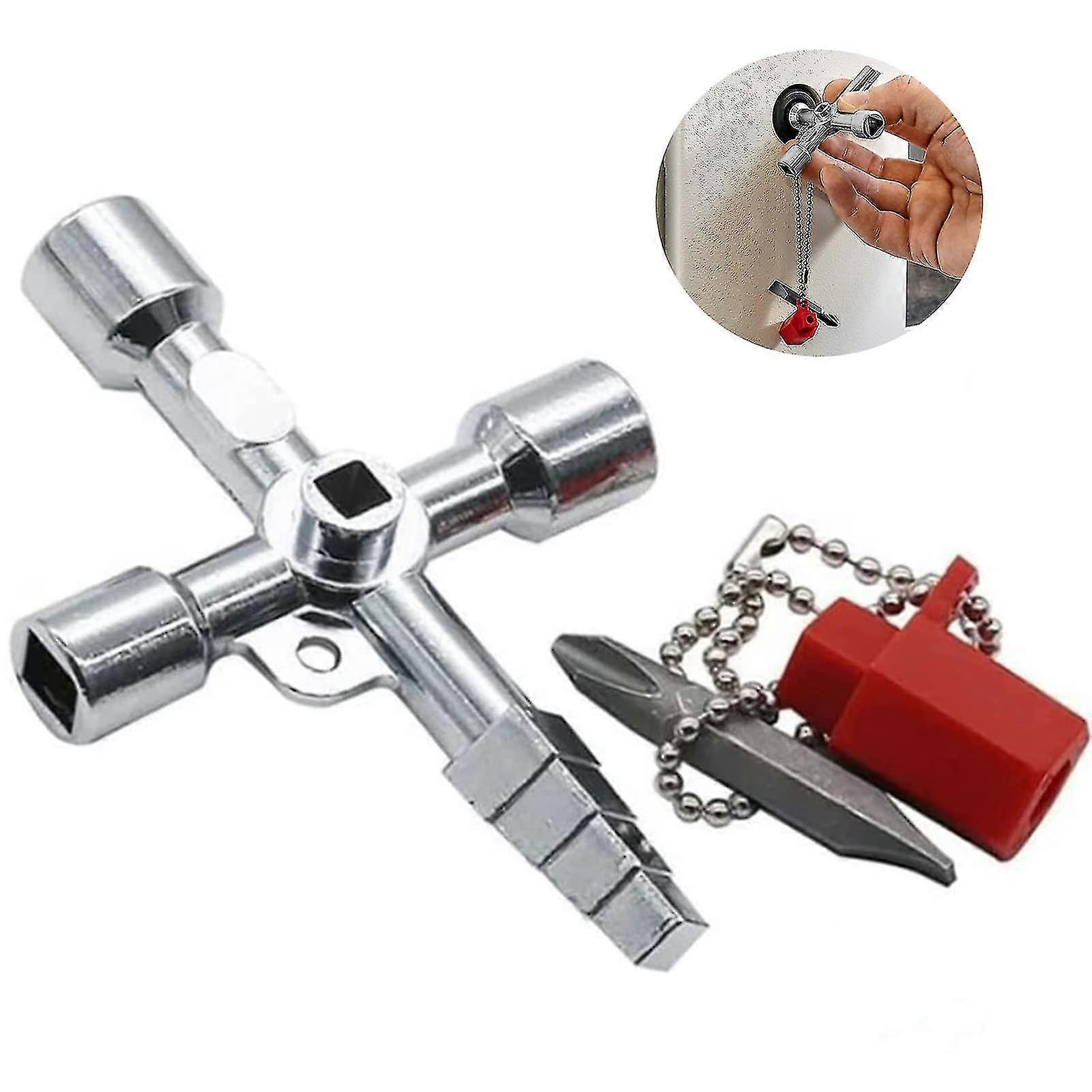 4 Way Multifunction Key, Multifunction Universal Cross Key, Triangle Key Faucet Switch Key For Electricity, Electric Meters, Radiators