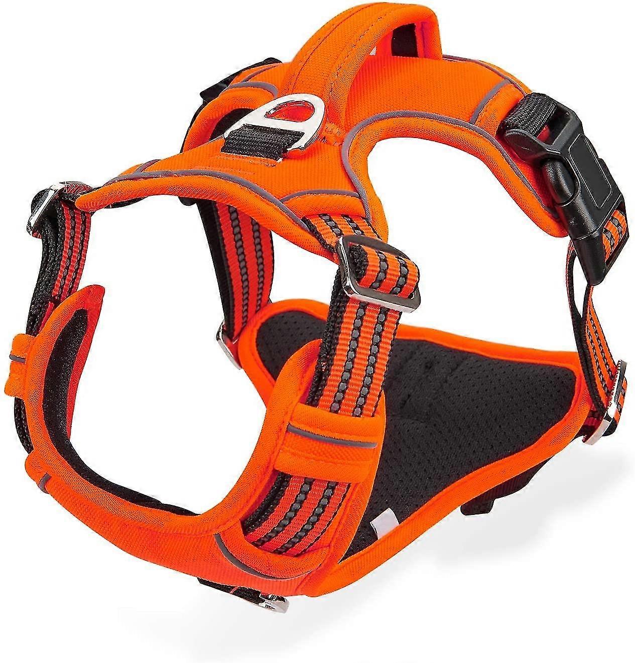 Dog Harness No Pull For Large Medium Dogs, Adjustable Reflective Harness Dog Harness Orange