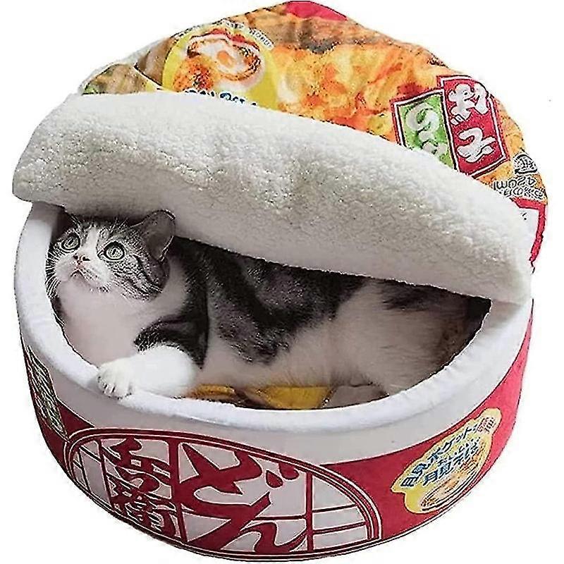 Ramen Noodle Cat Bed,Keep Warm and Super Soft Creative Pet Nest for Indoor Cats