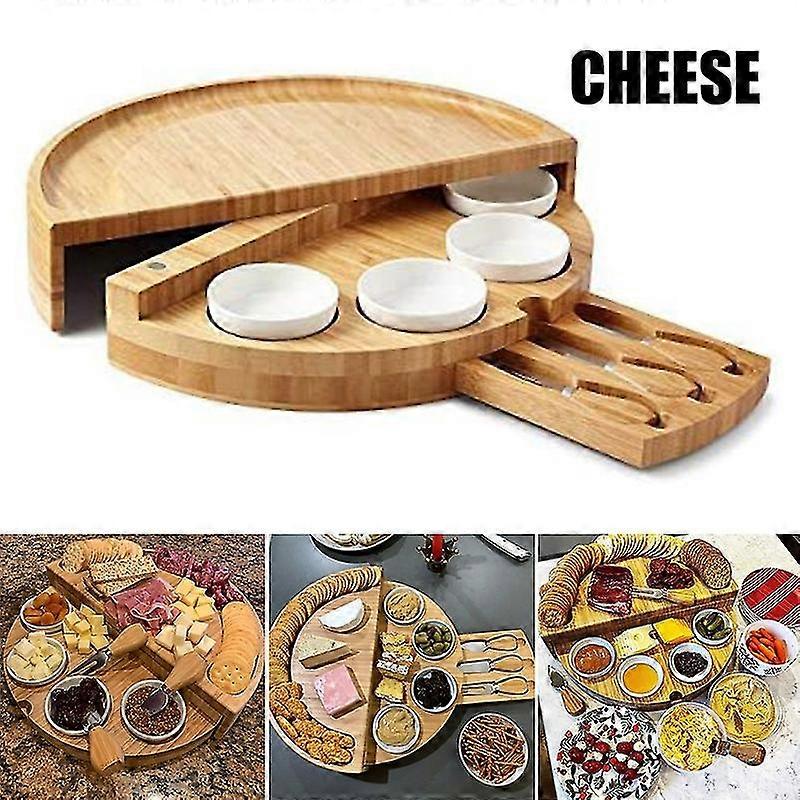 Cheese Board Cutlery Cutter Set With Slide Out Drawer Cooking Tools Slicer Fork Scoops Cut