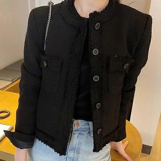 ז'קטים נשים קוריאנית O-neck כיסים חד-חזה רופפים הכל התאמה בסגנון צרפתי Ins בגדי רחוב קצוצים בגדי הרג'וקו Mujer