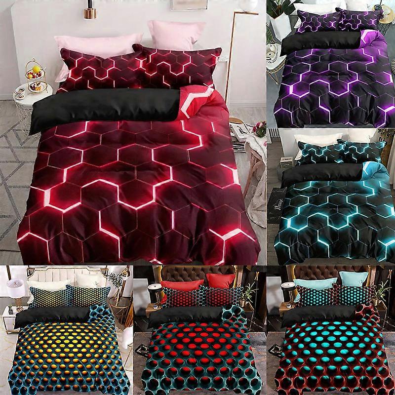 Geometric honeycomb series down duvet cover two-piece set 3D printed ultra-fine fiber bed sheet bedding three piece set