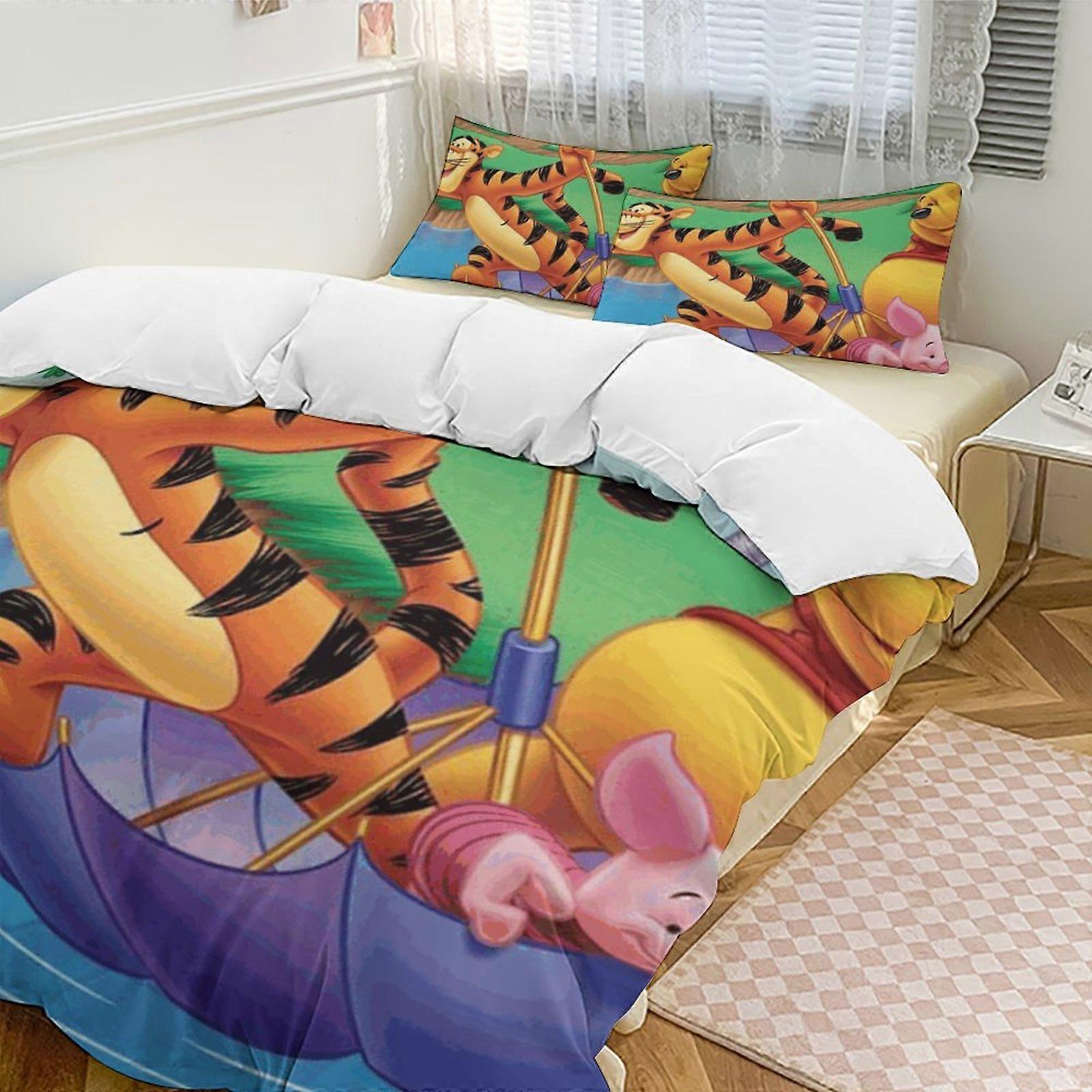 v383 Winnie The Pooh 3-Piece Twin Bed Set - Includes 1 Single Comforter And 2 Pillowcases Bedding - Fade Resistant Microfiber - Winnie The Pooh io383
