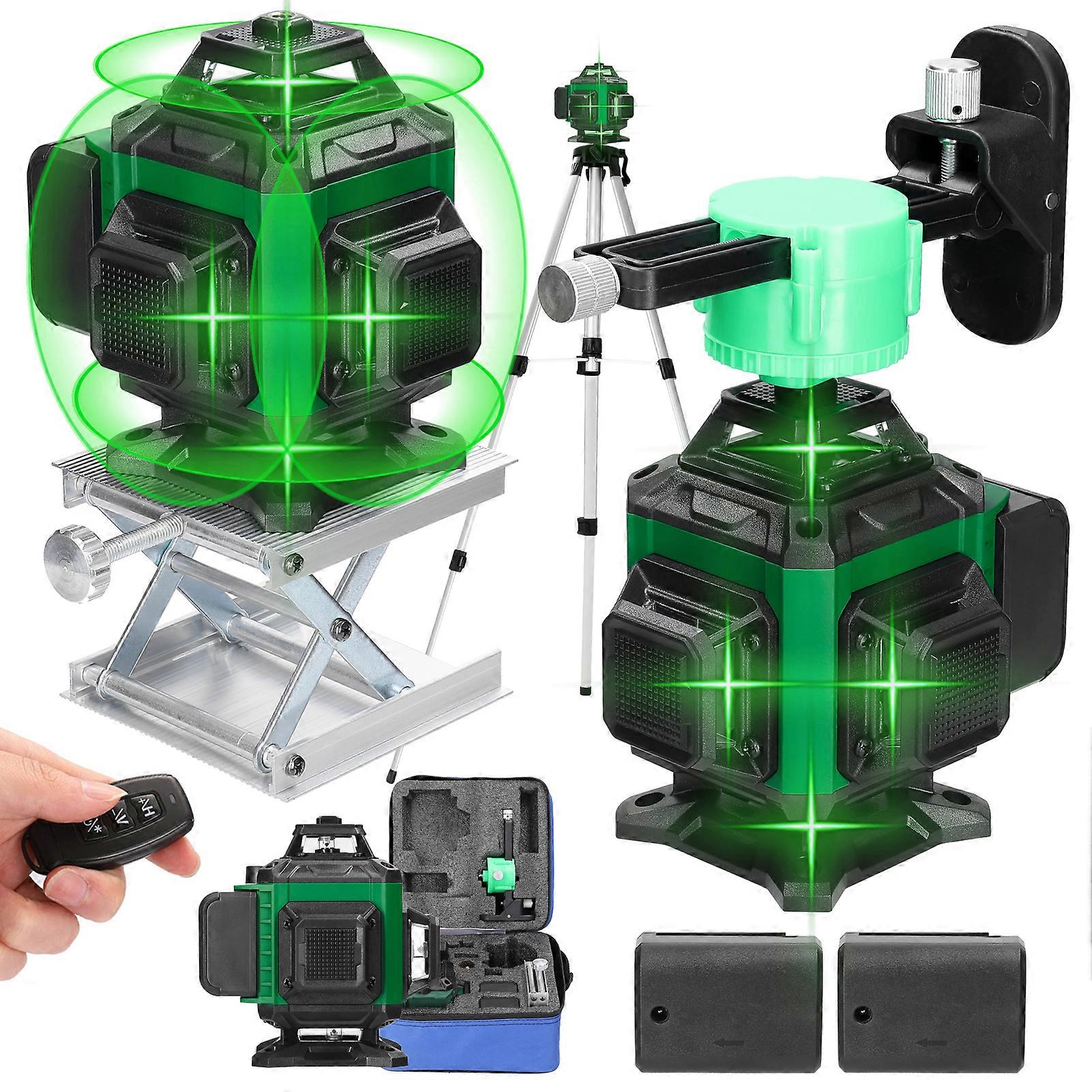 Multifunctional 16 Green Lines Laser Level 3 Self-leveling Function Leveling Tool Omnidirectional Ground Wall Sticker Home Improvement Tools Set with 