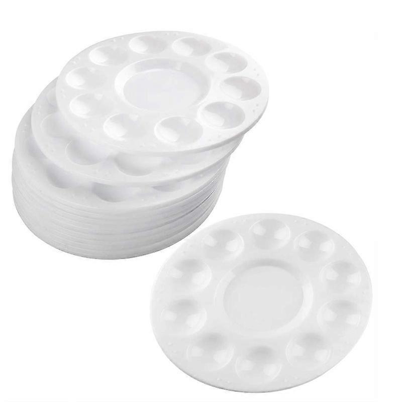 ZK-15pcs Round Paint Tray Palette Plastic White