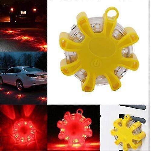 8 Led Road Flares Emergency Disc Safety Light Flashing Roadside Beacon Warning