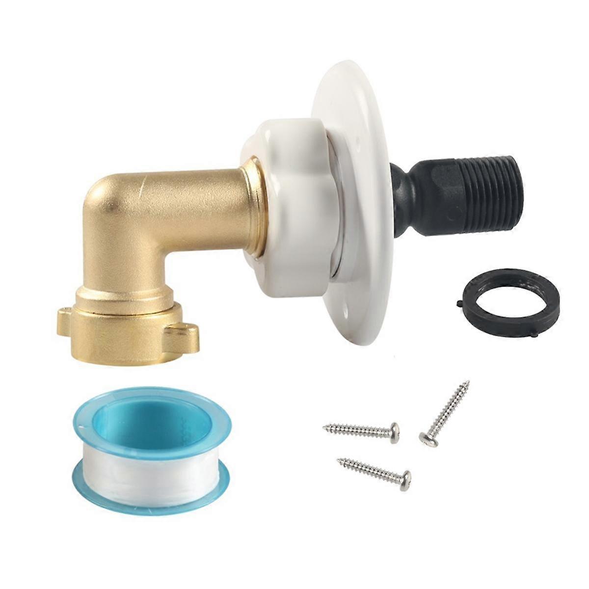 RV City Water Fill Inlet Flange Brass with Hose Elbow Check Valve Hookup Connector for Trailer Mari
