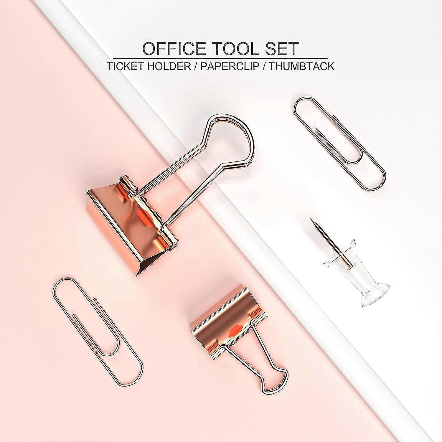 Small Binder Clips And Paper Clips Push Pins Tacks Set, Total 216 Pcs Office Clips Kits With Separately Stored Box For Office School Home Desk Supplie