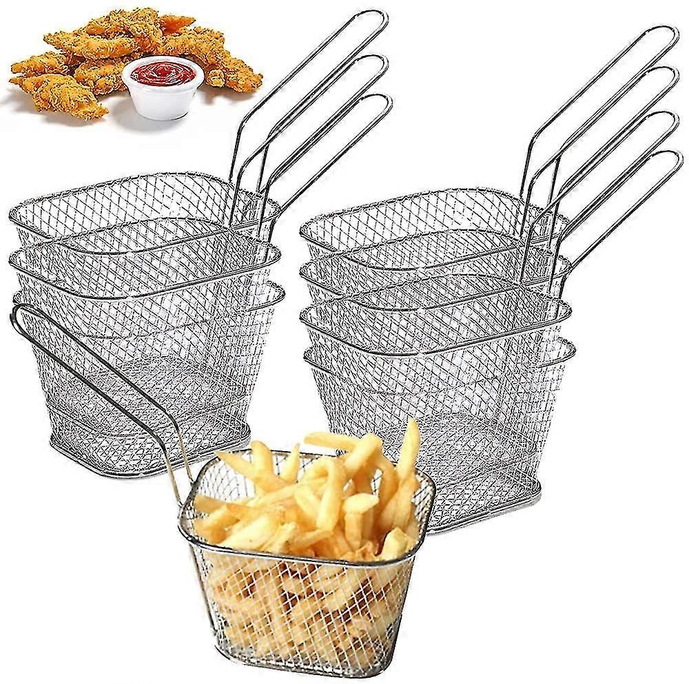 8 Pieces Individual French Fries Basket Mini French Fries Baskets Stainless Steel French