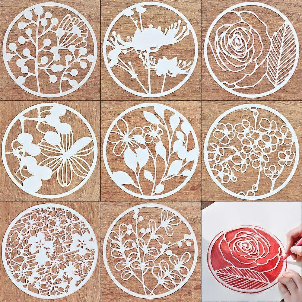 Creative DIY Plastic Stencil 8 Pieces Plant Flower Pattern