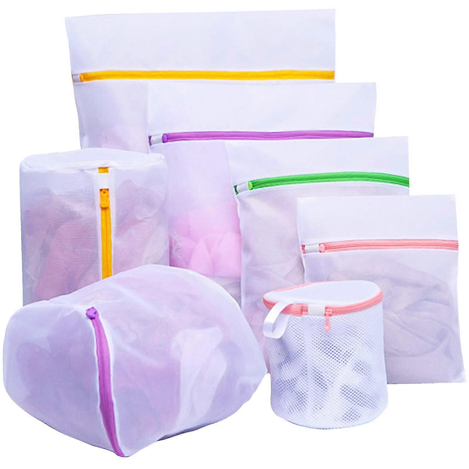 Set of 7 Laundry Bags, Resuable Machine Washing Bags, Mesh Net Wash Storage Bags with Zip Lock