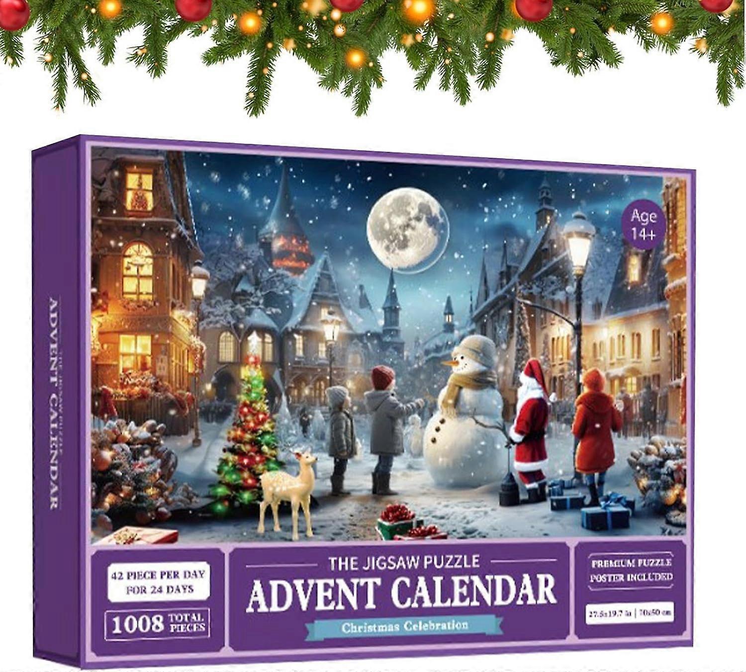 クリスマス アドベント カレンダー 2023 - 1008 個パズル アドベント カレンダー、大人の子供のためのホリデー パズル