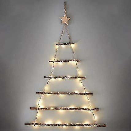 Albero da parete ramoscello illuminato di Natale 40 luci a led bianche calde a batteria appeso decorazione murale di natale / YY