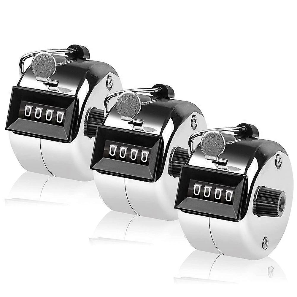 3 Pcs Counter, 4 Digit Clicker Counter, Metal Hand Counter Clicker for Counting Golf Counter
