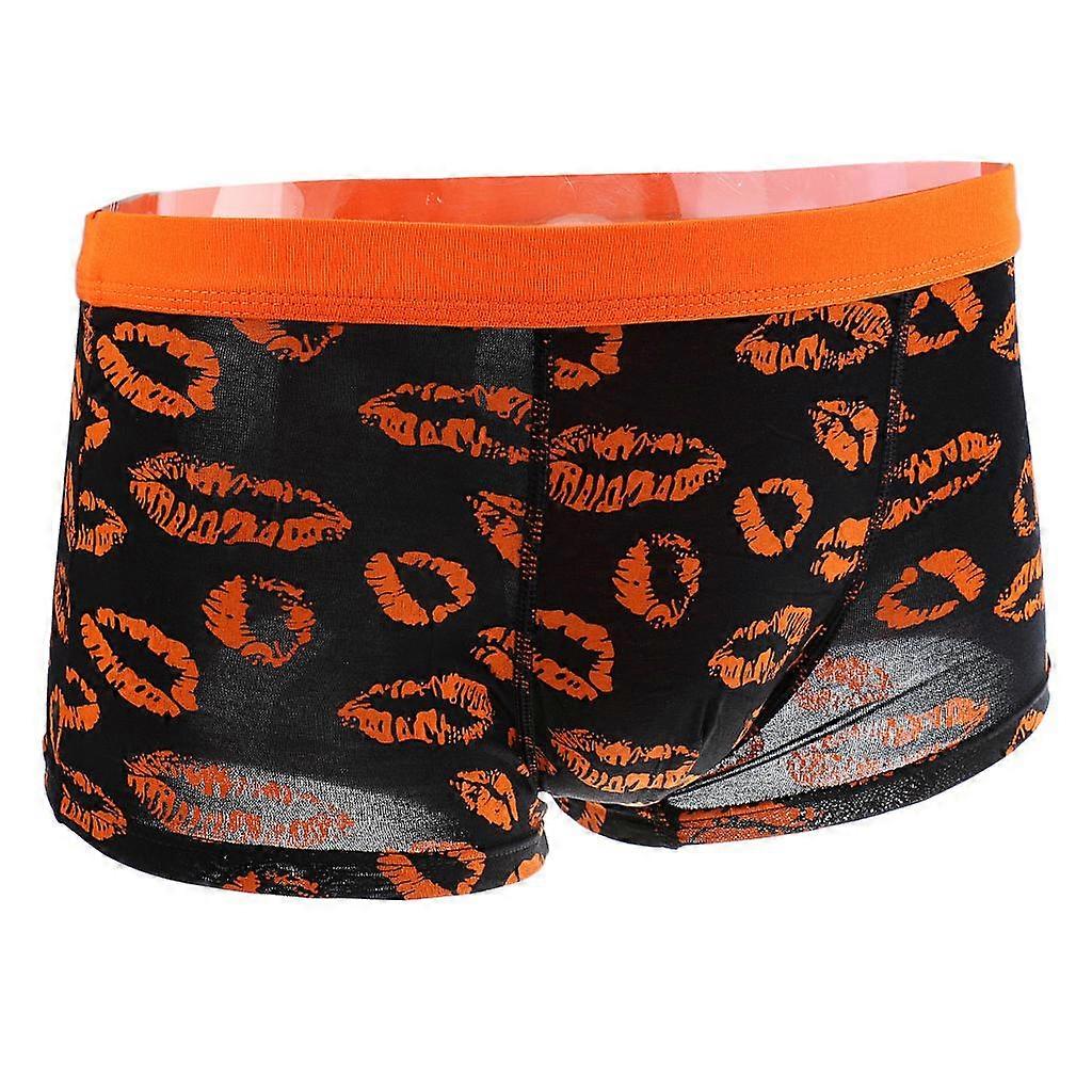 Manligt Läpptryck Läppstift Boxer Trunk Underkläder L Orange