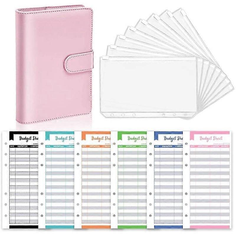 A6 Binder Budget Planner Notebook Covers Folder Size 6 Hole Pockets Plastic Zipper Money Saving Envelope