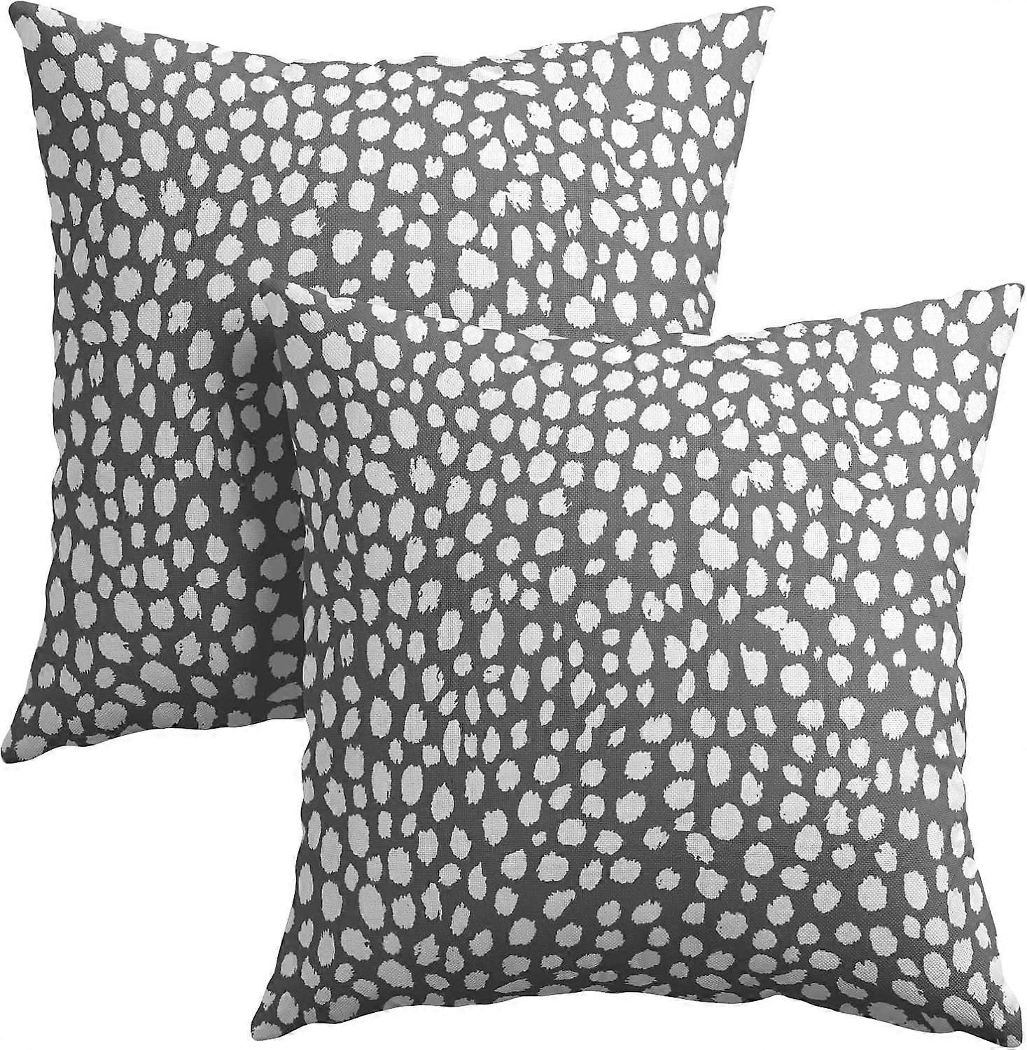 グレークリームドット枕カバー20x20インチ自由奔放に生きるデザインポルカドットスロー枕カバー2つのモダンなトレンディなプリント枕カバーコットンリネンクッションコーブのセット