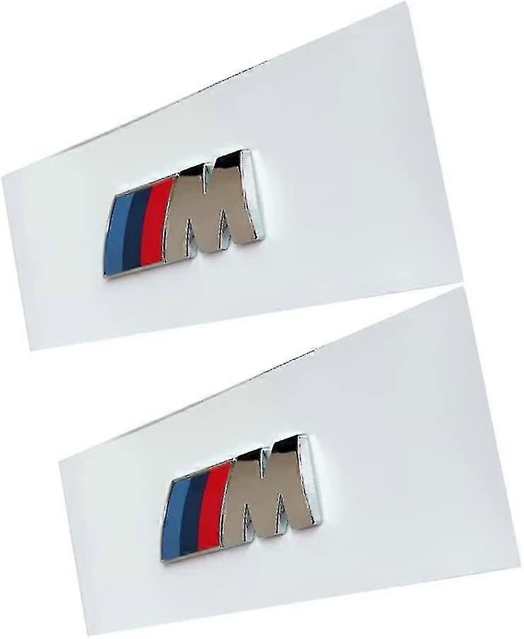 2 件更换 BMW M 前挡泥板徽章标志51148058881运动铭牌贴花标志贴纸(银色)