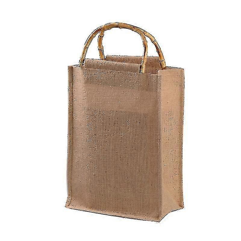 Sac à provisions en jute jute portable Sac à main Bamboo Loop Poignées Sacs d’épicerie réutilisables