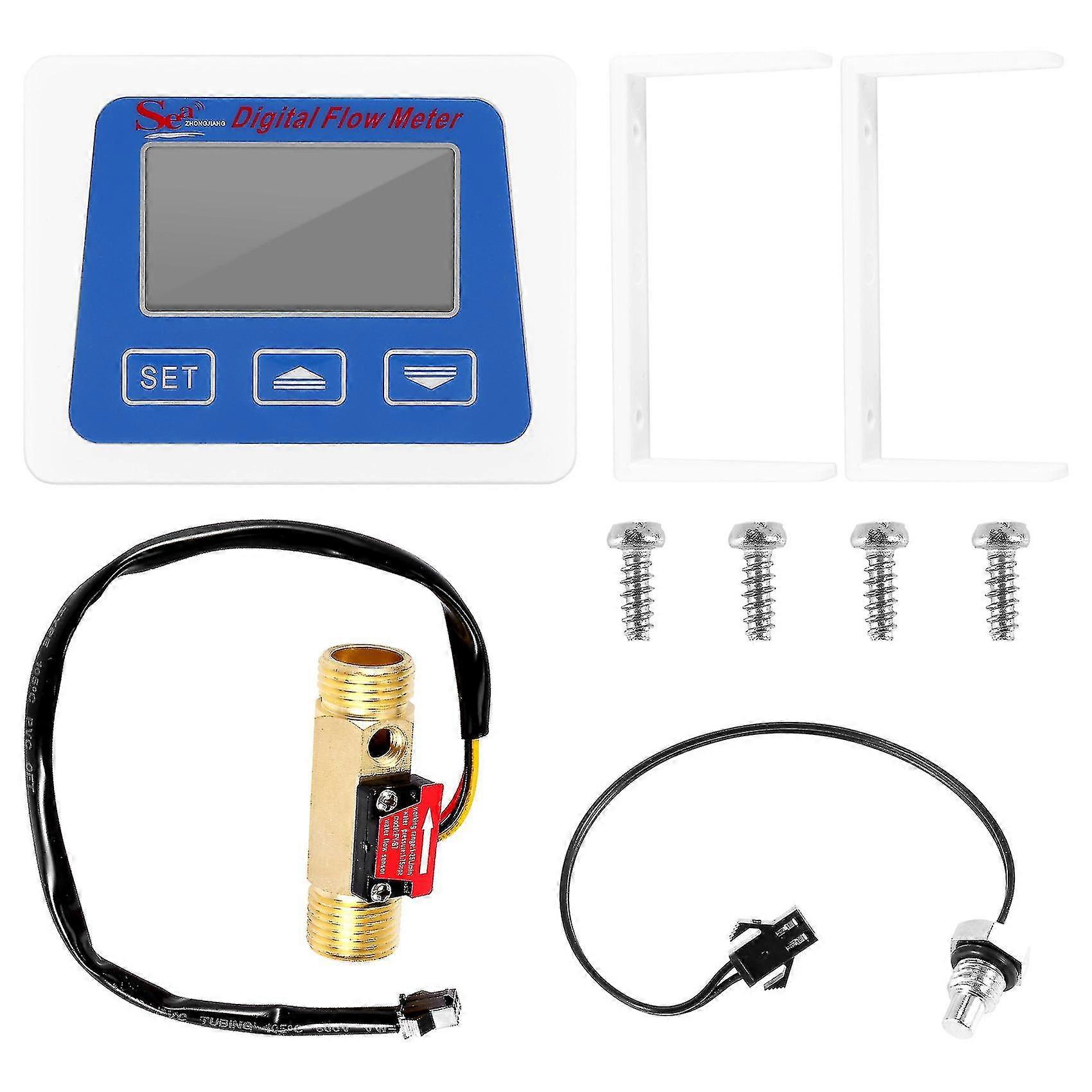 数字液晶显示水流量传感器流量计转子温度时间记录带G1/2 F