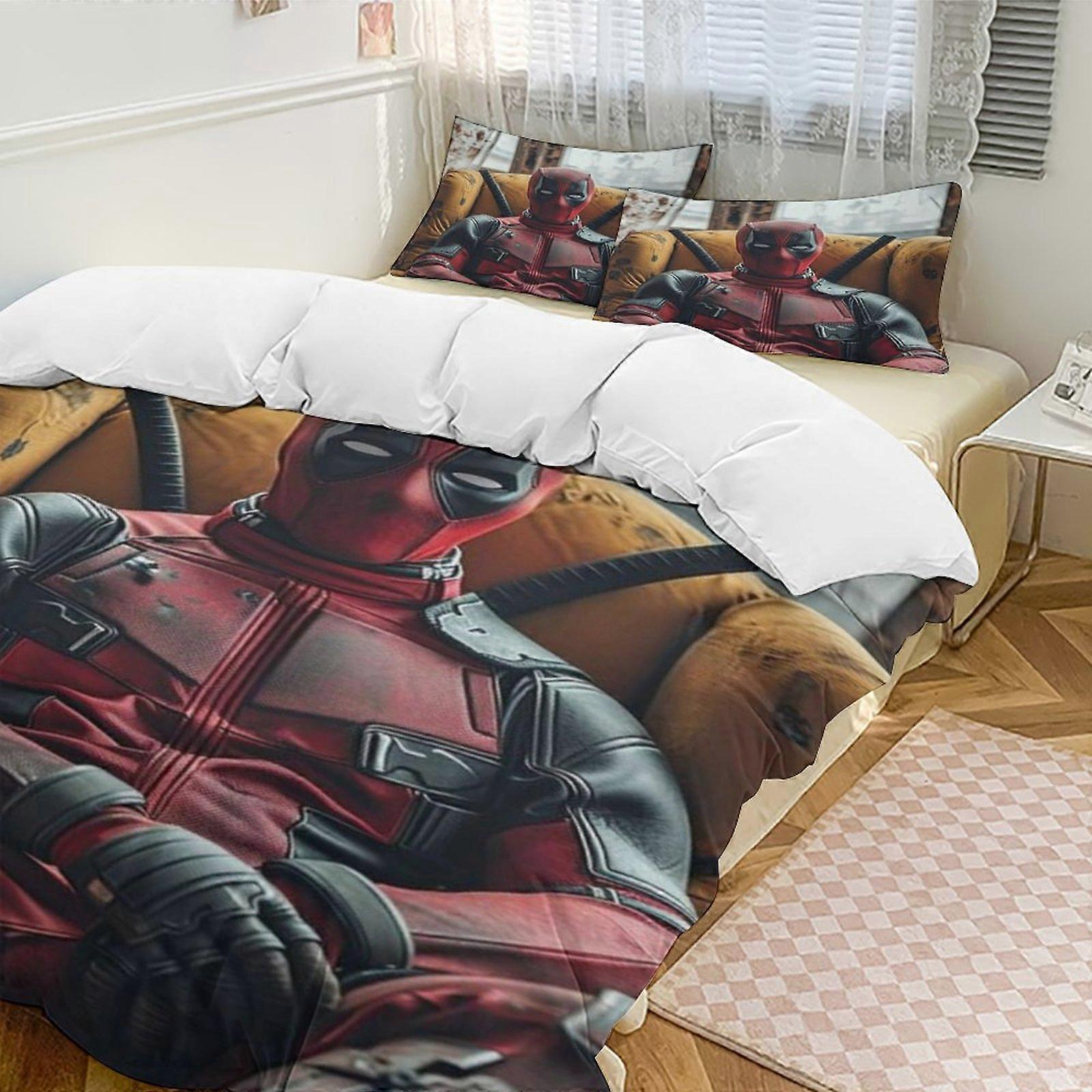 Bedding set Gs239 Deadpool Down Duvet Cover Microfiber Bedding Set Lightweight 3-Piece SetLightweight and comfortable SH239