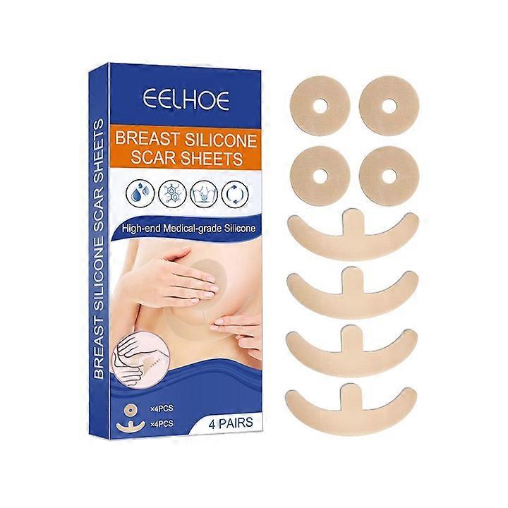 硅胶疤痕片 硅胶疤痕片 乳房疤痕片 8包手术后乳房缩小疤痕,疤痕去除片,4片乳晕软条和4片