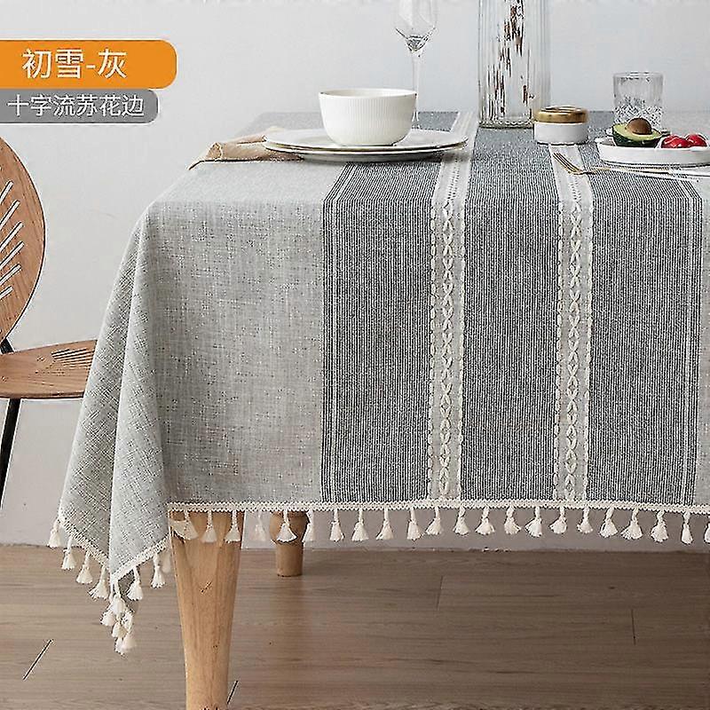 Nappe Rectangle Nappe Toile de Table Coton Lin Ride Free Tassel Nappes Housse de Table Lavable