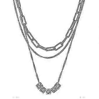 Women Multi-layer Cube Dice Design Smiley Face Pattern Necklace Jewelry Gift