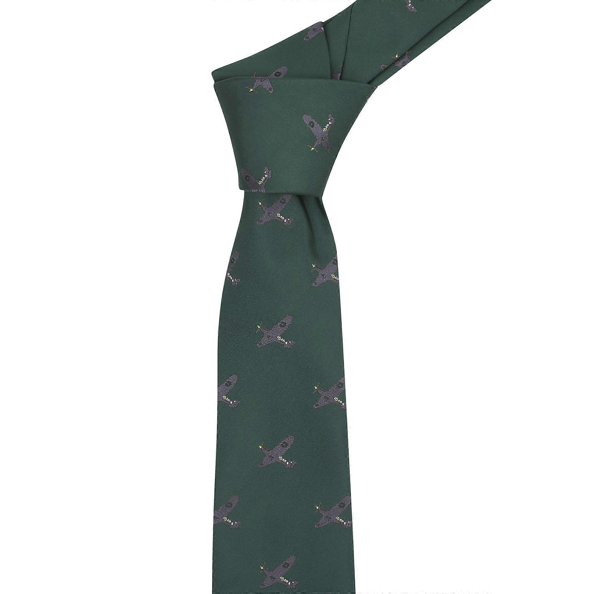 Dark Green Hurricane Fighter Plane Embroidered Tie