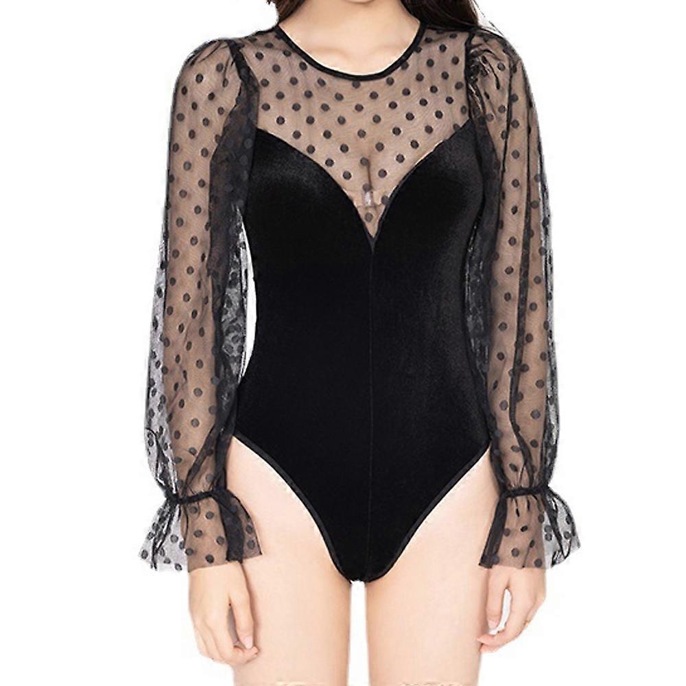 Dames Polka Dots Sheer Dobby Mesh Jurk