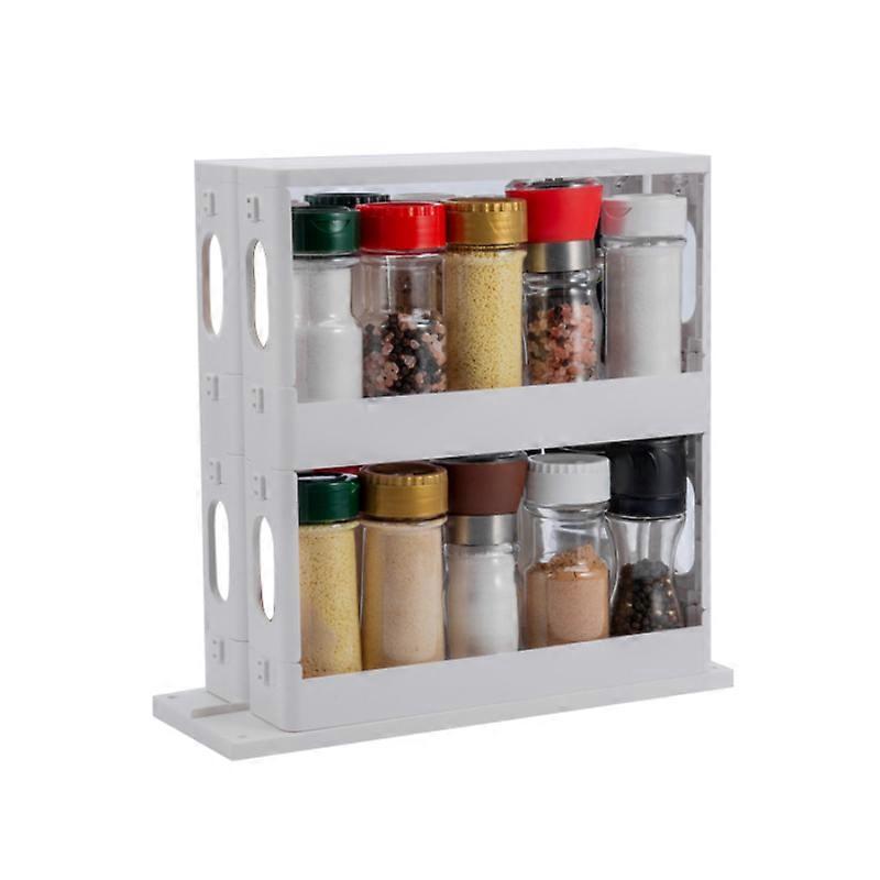 Double Layer Multi-Function Storage Rack Rotating Kitchen Organizer Storage Rack Seasoning Spice Jar Holder Kitchen Accessories