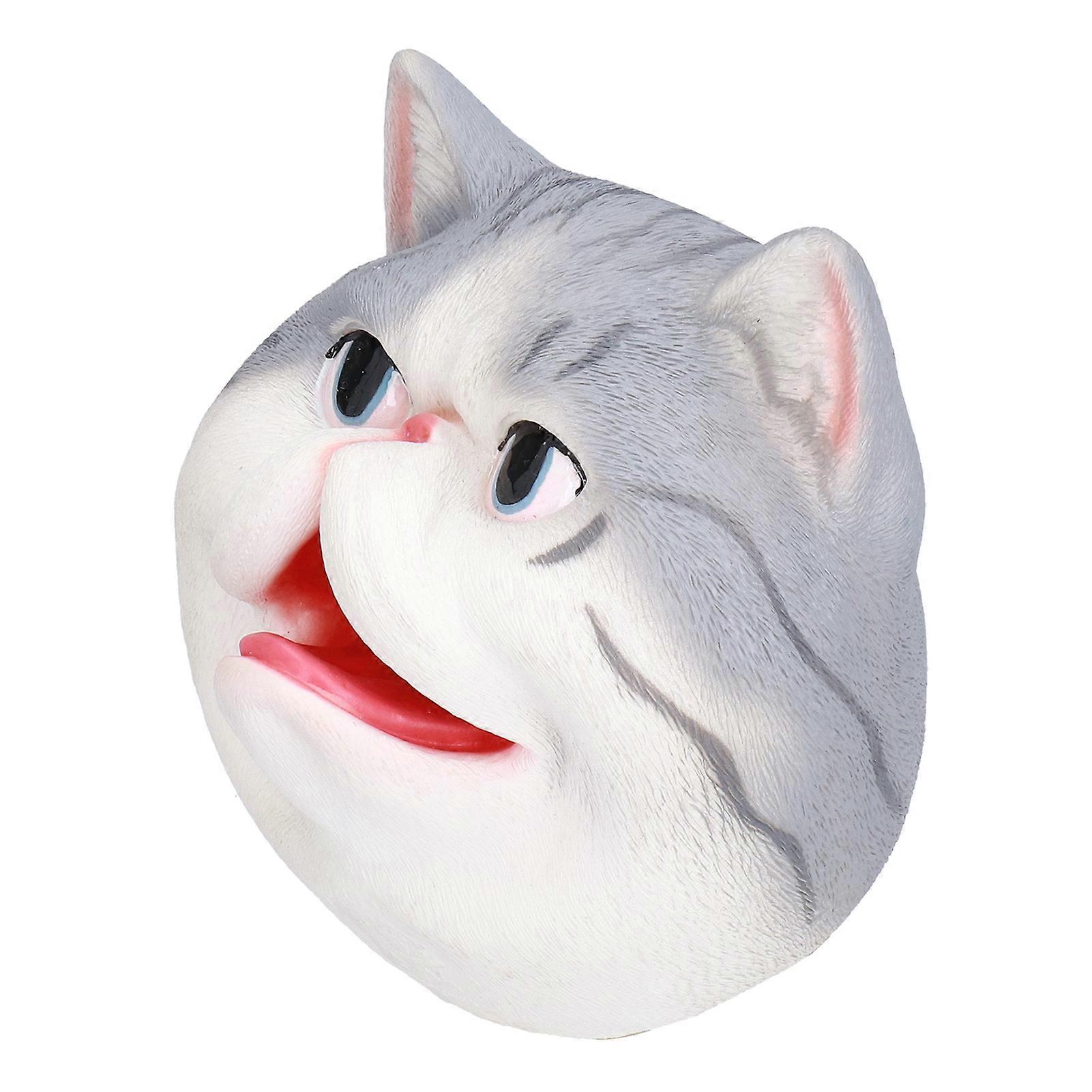 Lifelike Cute Cat Hand Puppet High Simulation Cat Head Open Movable Mouth Interactive Kids Toys_