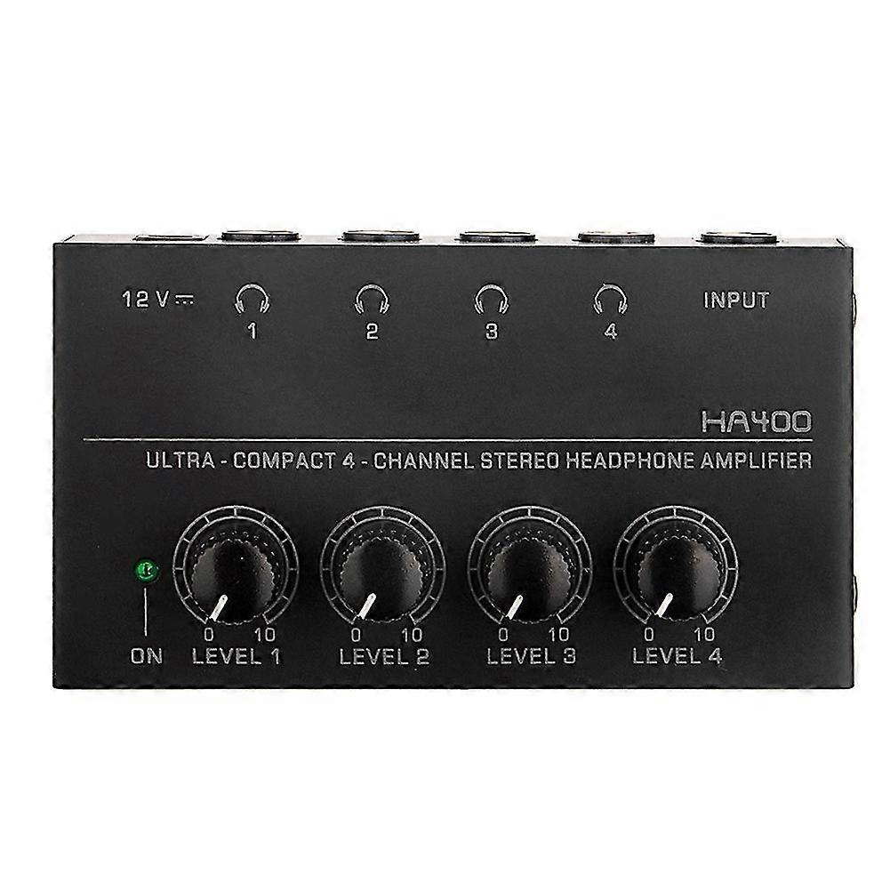 4 Channels Headphone Amplifier Ha400 Ultra-compact Stereo Audio Amplifier With Adapter Earphone Amp