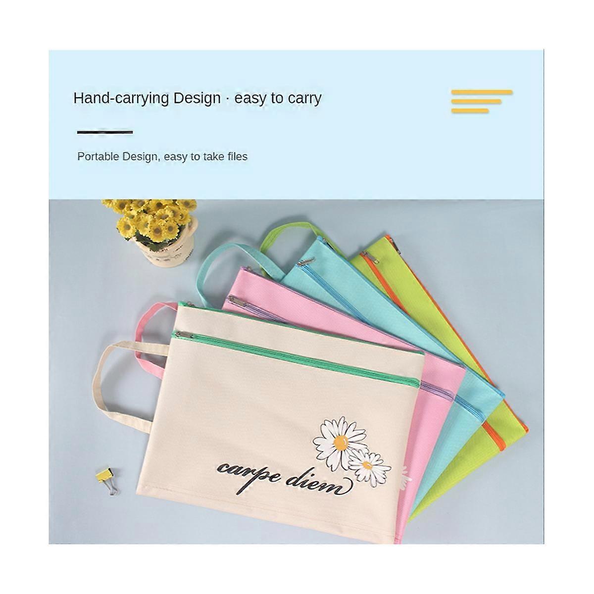 4Pcs Double-Layer A4 File Bag File Folder File Bag Stationery File Pouch for Students School Office