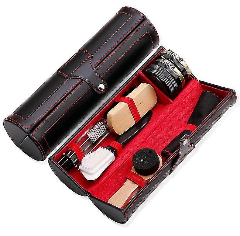 10 Piece Shoe Shine Care Set Portable With Leather Case