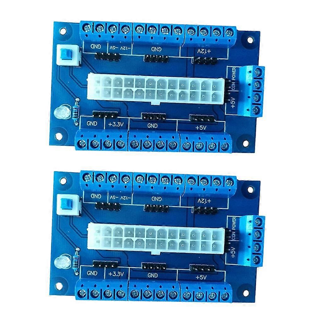 2 Set 24 Pins Benchtop PC Power Board Computer Breakout Module Adapters