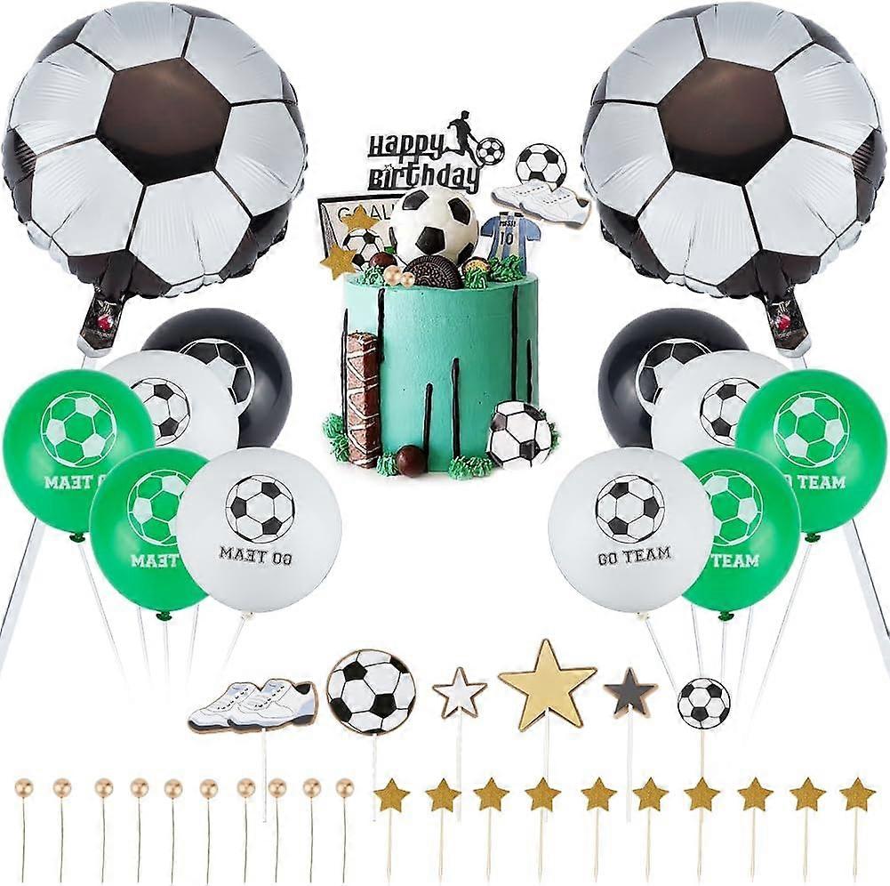 43Pcs Football Paper Cake Toppers Football Topper Plastic Football Cake Topper Soccer Cake Decorations Soccer Ball Decorations for Cake Sport Balls Th