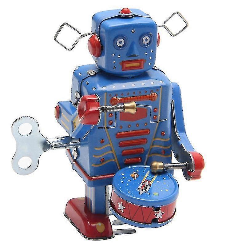 Retro Clockwork Wind Up Metal Walking Robot Toy Vintage Collectible Kids Gift