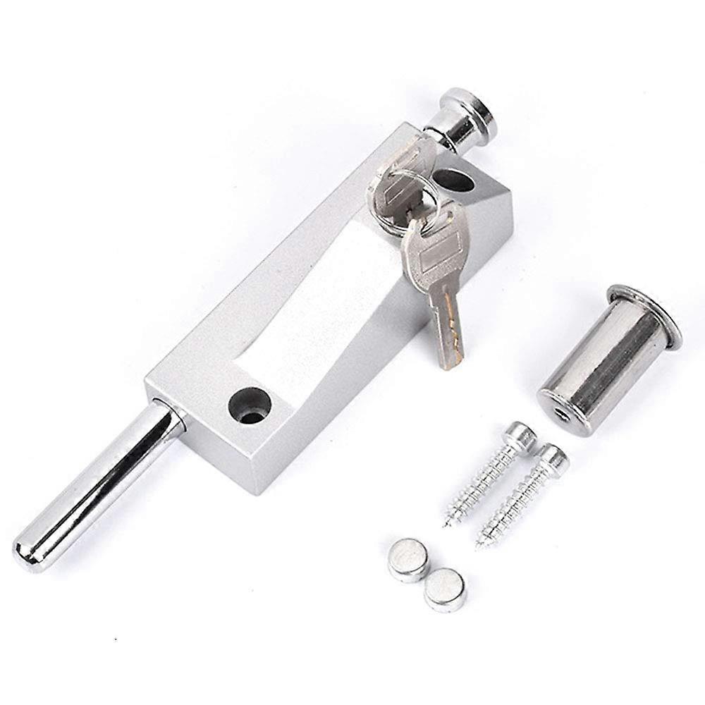 Multi-Function Door Lock, Garage Door Lock, Universal Door Lock, With 2 Keys, Indoor and Outdoor Use, Matte Silver
