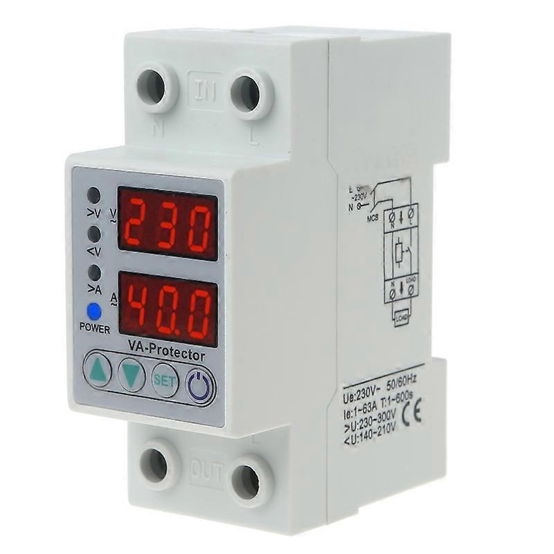 63A Adjustable Over Under Voltage Surge Protector Over Current Limit Durable
