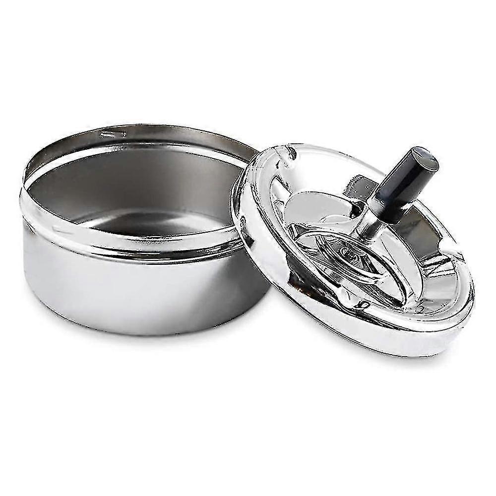 Self-cleaning Rotating Ashtray With Lid Creative Big Metal